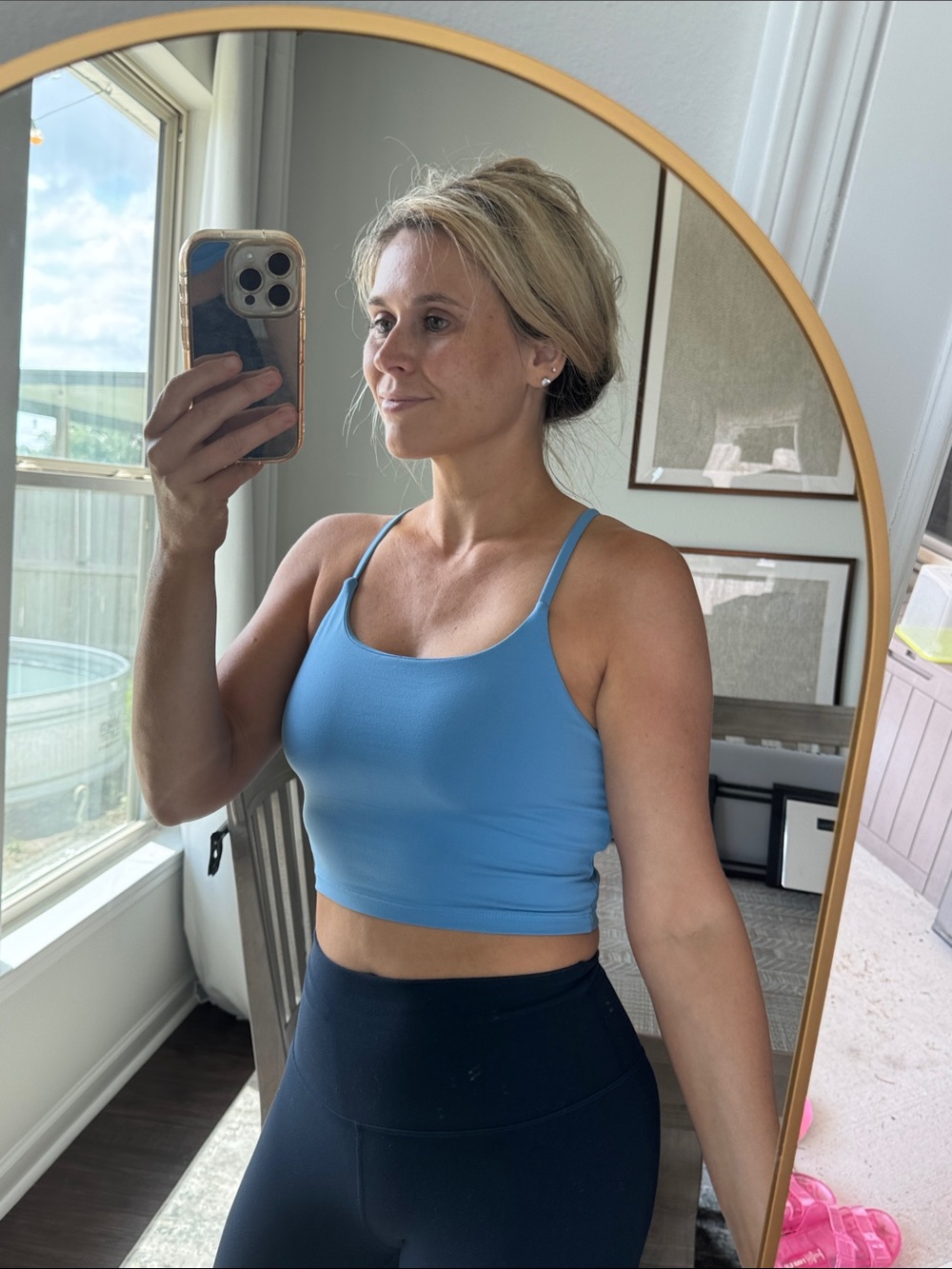 Light Blue Spaghetti Strap Crop Tank - Picture 2 of 11